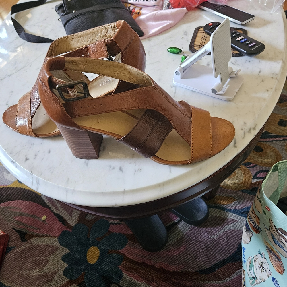 Nine West Tan and Brown Strappy Heels